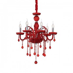 IDEAL LUX GIUDECCA SP6 SOSPENSIONE NERA IN VETRO SOFFIATO ED ELEMENTI IN CRISTALLO MOLATO 6x40W E14
