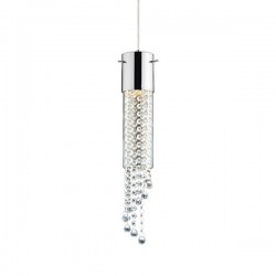 IDEAL LUX GOCCE SP1 SOSPENSIONE IN TUBOLARE DI VETRO  E GOCCE DI CRISTALLO 28W GU10