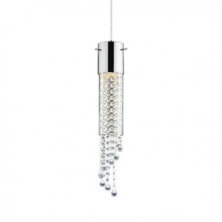 IDEAL LUX GOCCE SP1 SOSPENSIONE IN TUBOLARE DI VETRO  E GOCCE DI CRISTALLO 28W GU10