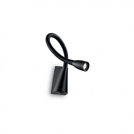 IDEAL LUX GOOSE AP1 APPLIQUE LED IN ALLUMINIO NERA CON BRACCIO FLESSIBILE 3W 200lm