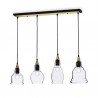 IDEAL LUX GRETEL SP4 SOSPENSIONE IN METALLO CON APPLICAZIONE IN LEGNO E DIFFUSORE IN VETRO 4x60W