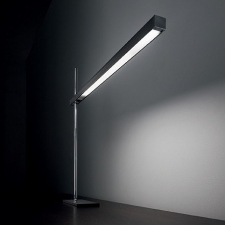 IDEAL LUX GRU TL105 LAMPADA DA TAVOLO LED CON ASTA CROMO E DIFFUSORE NERO RUOTABILE E REGOLABILE 