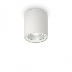 IDEAL LUX GUN PL1 LAMPADA SOFFITTO IN ALLUMINIO BIANCA CON DIFFUSORE IN VETRO PIREX 28W GU10 IP44