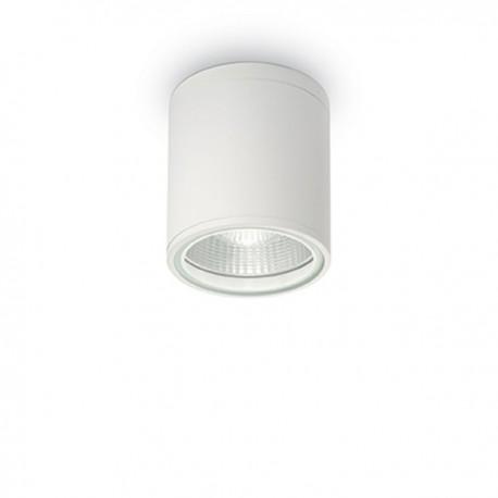 IDEAL LUX GUN PL1 LAMPADA SOFFITTO IN ALLUMINIO BIANCA CON DIFFUSORE IN VETRO PIREX 28W GU10 IP44