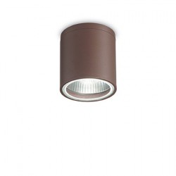 IDEAL LUX GUN PL1 LAMPADA SOFFITTO IN ALLUMINIO COFFEE CON DIFFUSORE IN VETRO PIREX 28W GU10 IP44