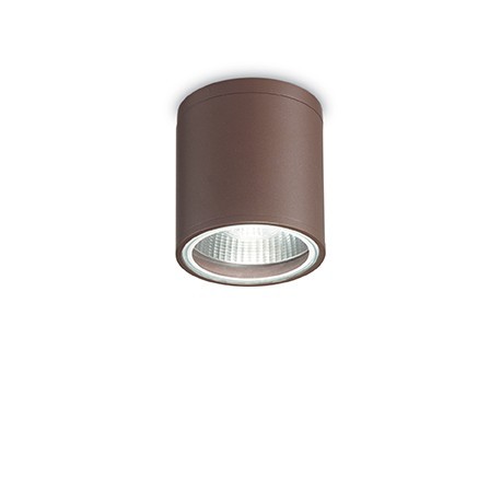 IDEAL LUX GUN PL1 LAMPADA SOFFITTO IN ALLUMINIO COFFEE CON DIFFUSORE IN VETRO PIREX 28W GU10 IP44