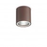 IDEAL LUX GUN PL1 LAMPADA SOFFITTO IN ALLUMINIO COFFEE CON DIFFUSORE IN VETRO PIREX 28W GU10 IP44