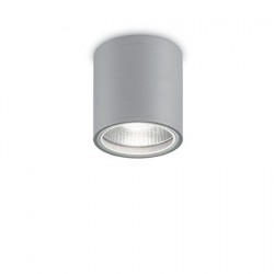 IDEAL LUX GUN PL1 LAMPADA SOFFITTO IN ALLUMINIO GRIGIO CON DIFFUSORE IN VETRO PIREX 28W GU10 IP44