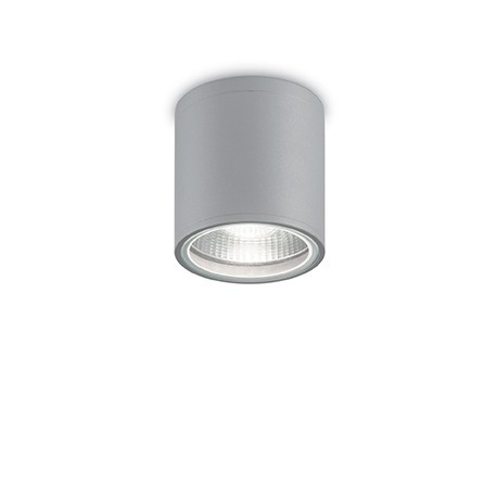 IDEAL LUX GUN PL1 LAMPADA SOFFITTO IN ALLUMINIO GRIGIO CON DIFFUSORE IN VETRO PIREX 28W GU10 IP44