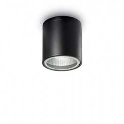 IDEAL LUX GUN PL1 LAMPADA SOFFITTO IN ALLUMINIO NERA CON DIFFUSORE IN VETRO PIREX 28W GU10 IP44