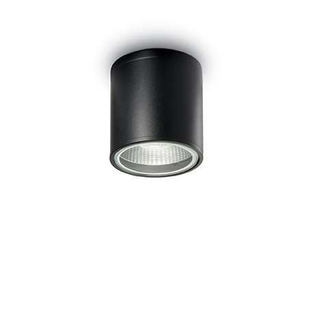 IDEAL LUX GUN PL1 LAMPADA SOFFITTO IN ALLUMINIO NERA CON DIFFUSORE IN VETRO PIREX 28W GU10 IP44