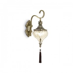 IDEAL LUX HAREM AP1 APPLIQUE IN METALLO BRUNITO CON CRISTALLI INCASTONATI E DIFFUSORE IN VETRO AMBRATO
