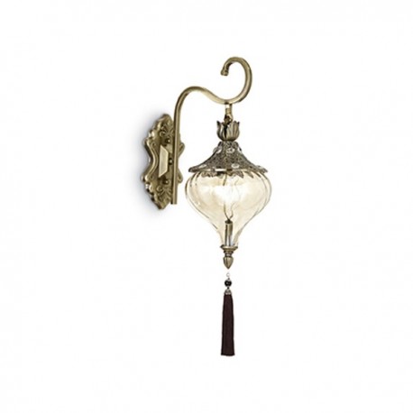 IDEAL LUX HAREM AP1 APPLIQUE IN METALLO BRUNITO CON CRISTALLI INCASTONATI E DIFFUSORE IN VETRO AMBRATO