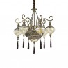 IDEAL LUX HAREM SP9 SOSPENSIONE IN METALLO BRUNITO CON CRISTALLI INCASTONATI E DIFFUSORE IN VETRO AMBRATO