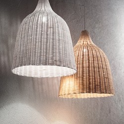 IDEAL LUX HAUNT SP1 SOSPENSIONE CON DIFFUSORE IN VIMINI BIANCO 1x60W E27