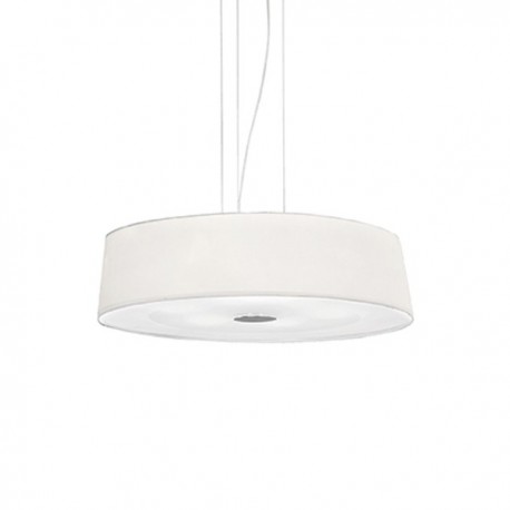 IDEAL LUX HILTON SP4 ROUND SOSPENSIONE CROMO CON PARALUME RIVESTITO DI COLORE BIANCO 4x60W E27