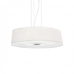 IDEAL LUX HILTON SP6 ROUND SOSPENSIONE CROMO CON PARALUME RIVESTITO DI COLORE BIANCO 6x60W E27
