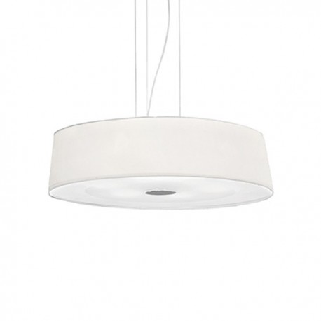 IDEAL LUX HILTON SP6 ROUND SOSPENSIONE CROMO CON PARALUME RIVESTITO DI COLORE BIANCO 6x60W E27