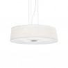 IDEAL LUX HILTON SP6 ROUND SOSPENSIONE CROMO CON PARALUME RIVESTITO DI COLORE BIANCO 6x60W E27