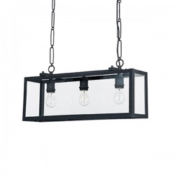 IDEAL LUX IGOR SP3 SOSPENSIONE IN METALLO NERA CON DIFFUSORE IN VETRO 3x60W E27