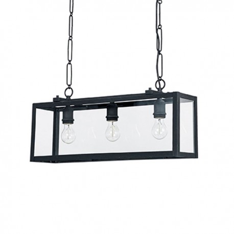 IDEAL LUX IGOR SP3 SOSPENSIONE IN METALLO NERA CON DIFFUSORE IN VETRO 3x60W E27