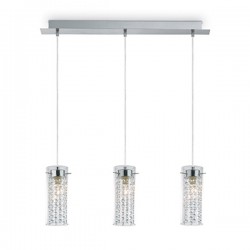 IDEAL LUX IGUAZU' SP3 SOSPENSIONE CROMO CON DIFFUSORE IN VETRO PIXEL 3x40W E14