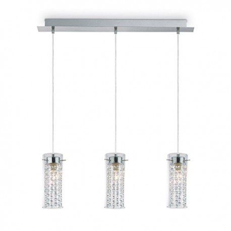 IDEAL LUX IGUAZU' SP3 SOSPENSIONE CROMO CON DIFFUSORE IN VETRO PIXEL 3x40W E14
