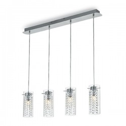 IDEAL LUX IGUAZU' SP4 SOSPENSIONE CROMO CON DIFFUSORE IN VETRO PIXEL 4x40W E14