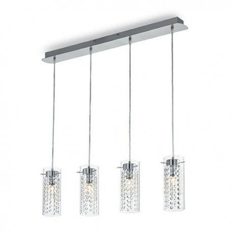 IDEAL LUX IGUAZU' SP4 SOSPENSIONE CROMO CON DIFFUSORE IN VETRO PIXEL 4x40W E14