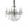 IDEAL LUX IMPERO SP6 SOSPENSIONE IN FINITURA DI ARGENTO ANTICO CON ELEMENTI IN CRISTALLO MOLATO 6x40W E14