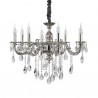 IDEAL LUX IMPERO SP8 SOSPENSIONE IN FINITURA DI ARGENTO ANTICO CON ELEMENTI IN CRISTALLO MOLATO 8x40W E14