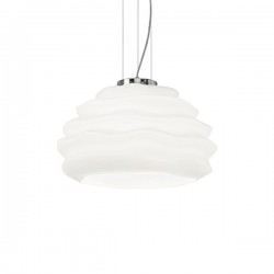 IDEAL LUX KARMA SP1 BIG SOSPENSIONE IN VETRO SOFFIATO BIANCO INCAMICIATO E ACIDATO 60W E27
