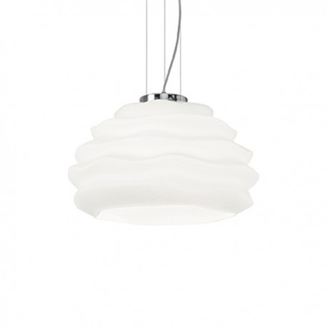 IDEAL LUX KARMA SP1 BIG SOSPENSIONE IN VETRO SOFFIATO BIANCO INCAMICIATO E ACIDATO 60W E27