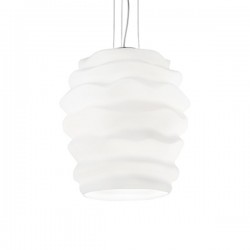 IDEAL LUX KARMA SP1 BIG SOSPENSIONE IN VETRO SOFFIATO BIANCO INCAMICIATO E ACIDATO 60W E27
