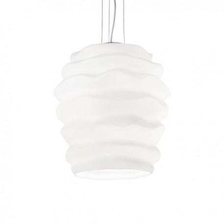 IDEAL LUX KARMA SP1 BIG SOSPENSIONE IN VETRO SOFFIATO BIANCO INCAMICIATO E ACIDATO 60W E27