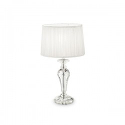 IDEAL LUX KATE-2 TL1 ROUND LAMPADA DA TAVOLO IN CRISTALLO PIENO CON PARALUME IN TESSUTO DOPPIO 60W E27