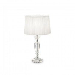 IDEAL LUX KATE-3 TL1 ROUND LAMPADA DA TAVOLO IN CRISTALLO PIENO CON PARALUME IN TESSUTO DOPPIO 60W E27
