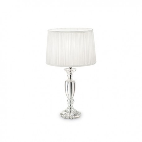 IDEAL LUX KATE-3 TL1 ROUND LAMPADA DA TAVOLO IN CRISTALLO PIENO CON PARALUME IN TESSUTO DOPPIO 60W E27