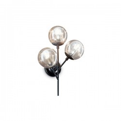 IDEAL LUX KEPLER AP3 APPLIQUE IN METALLO NERO OPACO CON DIFFUSORI AMBRATI 3x60W E27