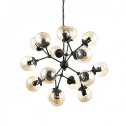IDEAL LUX KEPLER SP18 SOSPENSIONE IN METALLO NERO OPACO CON DIFFUSORI AMBRATI 18x40W E27