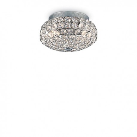 IDEAL LUX KING PL3 PLAFONIERA CON CRISTALLI INCASTONATI IN STRUTTURA AD ALVEARE CROMATA 3x40W G9