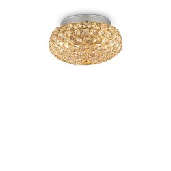 IDEAL LUX KING PL3 PLAFONIERA CON CRISTALLI INCASTONATI IN STRUTTURA AD ALVEARE DORATA 3x40W G9