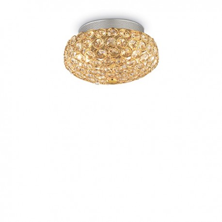 IDEAL LUX KING PL3 PLAFONIERA CON CRISTALLI INCASTONATI IN STRUTTURA AD ALVEARE DORATA 3x40W G9