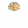 IDEAL LUX KING PL3 PLAFONIERA CON CRISTALLI INCASTONATI IN STRUTTURA AD ALVEARE DORATA 3x40W G9