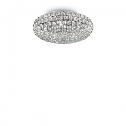 IDEAL LUX KING PL5 PLAFONIERA CON CRISTALLI INCASTONATI IN STRUTTURA AD ALVEARE CROMATA 5x40W G9