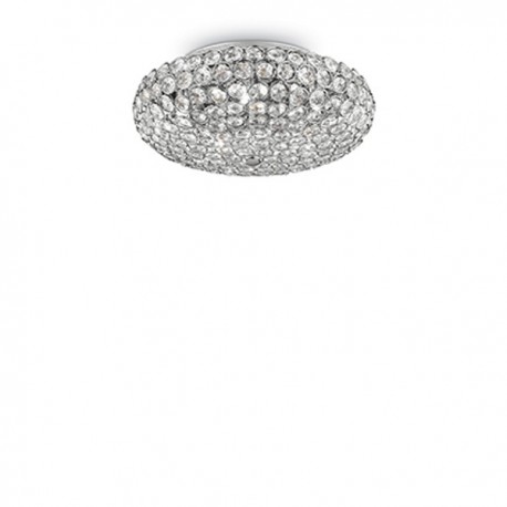 IDEAL LUX KING PL5 PLAFONIERA CON CRISTALLI INCASTONATI IN STRUTTURA AD ALVEARE CROMATA 5x40W G9