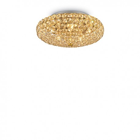 IDEAL LUX KING PL5 PLAFONIERA CON CRISTALLI INCASTONATI IN STRUTTURA AD ALVEARE DORATA 5x40W G9