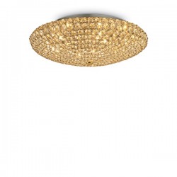 IDEAL LUX KING PL9 PLAFONIERA CON CRISTALLI INCASTONATI IN STRUTTURA AD ALVEARE DORATA 9x40W G9