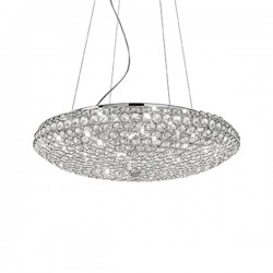 IDEAL LUX KING SP12 SOSPENSIONE A CRISTALLI INCASTONATI IN STRUTTURA AD ALVEARE CROMATA 9x40W G9