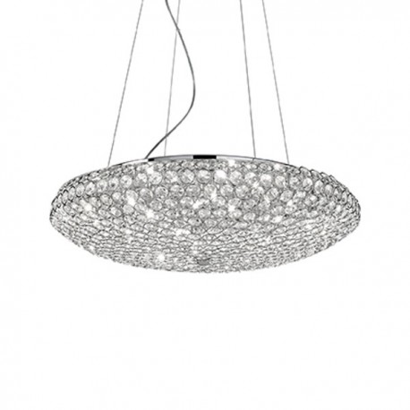 IDEAL LUX KING SP12 SOSPENSIONE A CRISTALLI INCASTONATI IN STRUTTURA AD ALVEARE CROMATA 9x40W G9